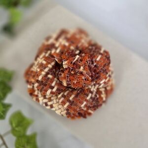 Tweed Fabric Flower Brooch Pin